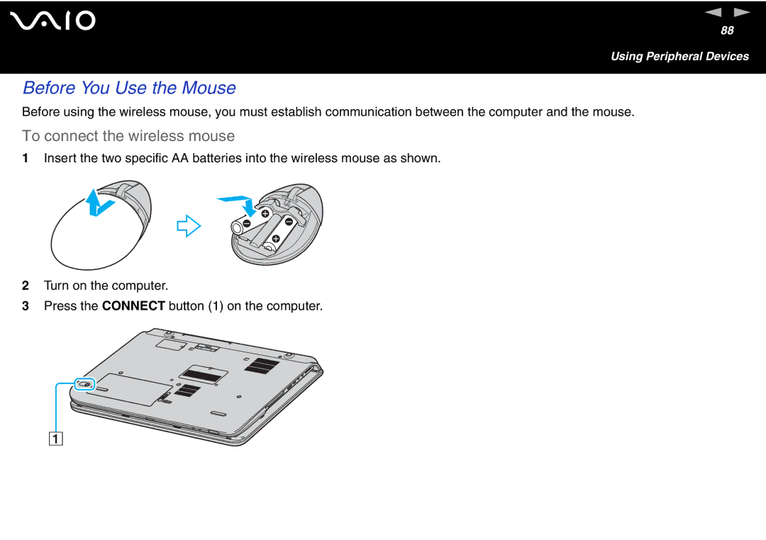 Sony VGN-FS700 Series, VGN-FS600 Series manual Before You Use the Mouse, To connect the wireless mouse 