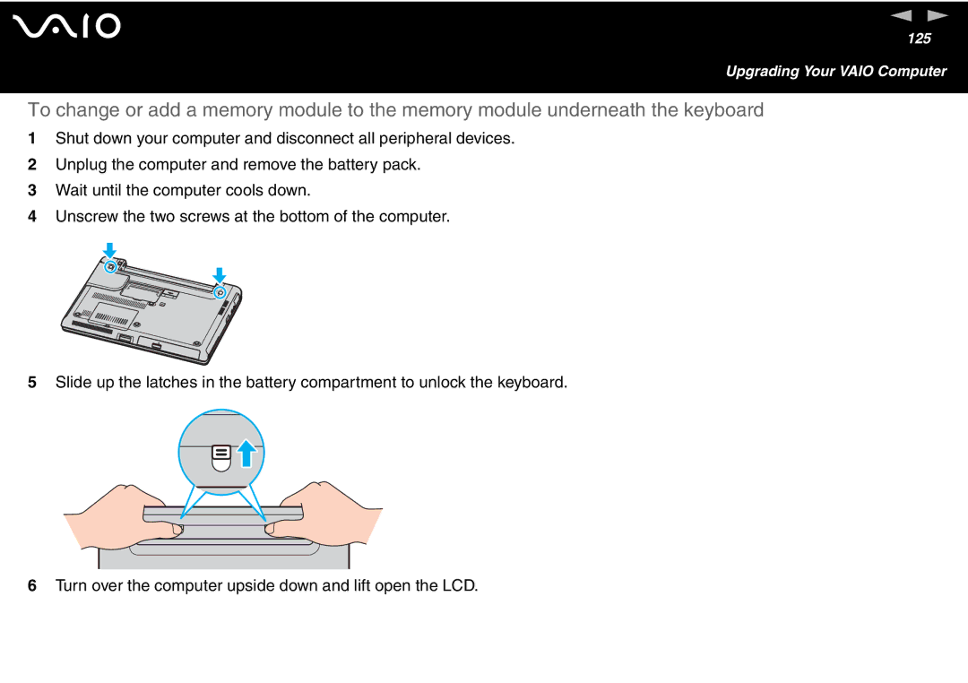 Sony VGN-T300 Series, VGN S400 Series manual Upgrading Your Vaio Computer 