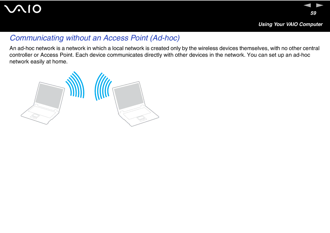 Sony VGN-T300 Series, VGN S400 Series manual Communicating without an Access Point Ad-hoc 