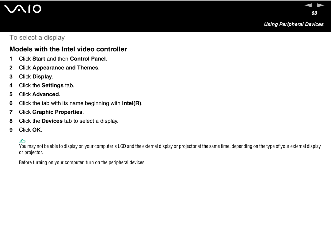 Sony VGN S400 Series, VGN-T300 Series manual To select a display, Click Graphic Properties 