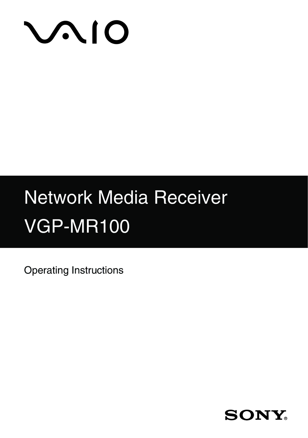 Sony VGP-MR100 operating instructions 