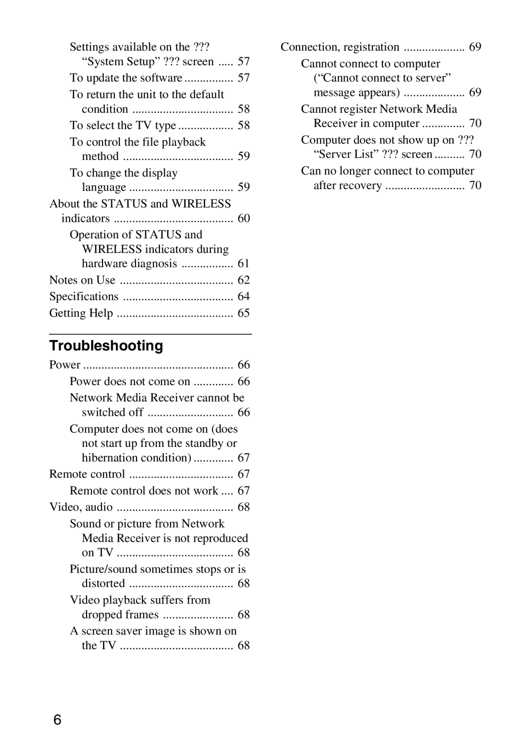 Sony VGP-MR100 operating instructions Troubleshooting 