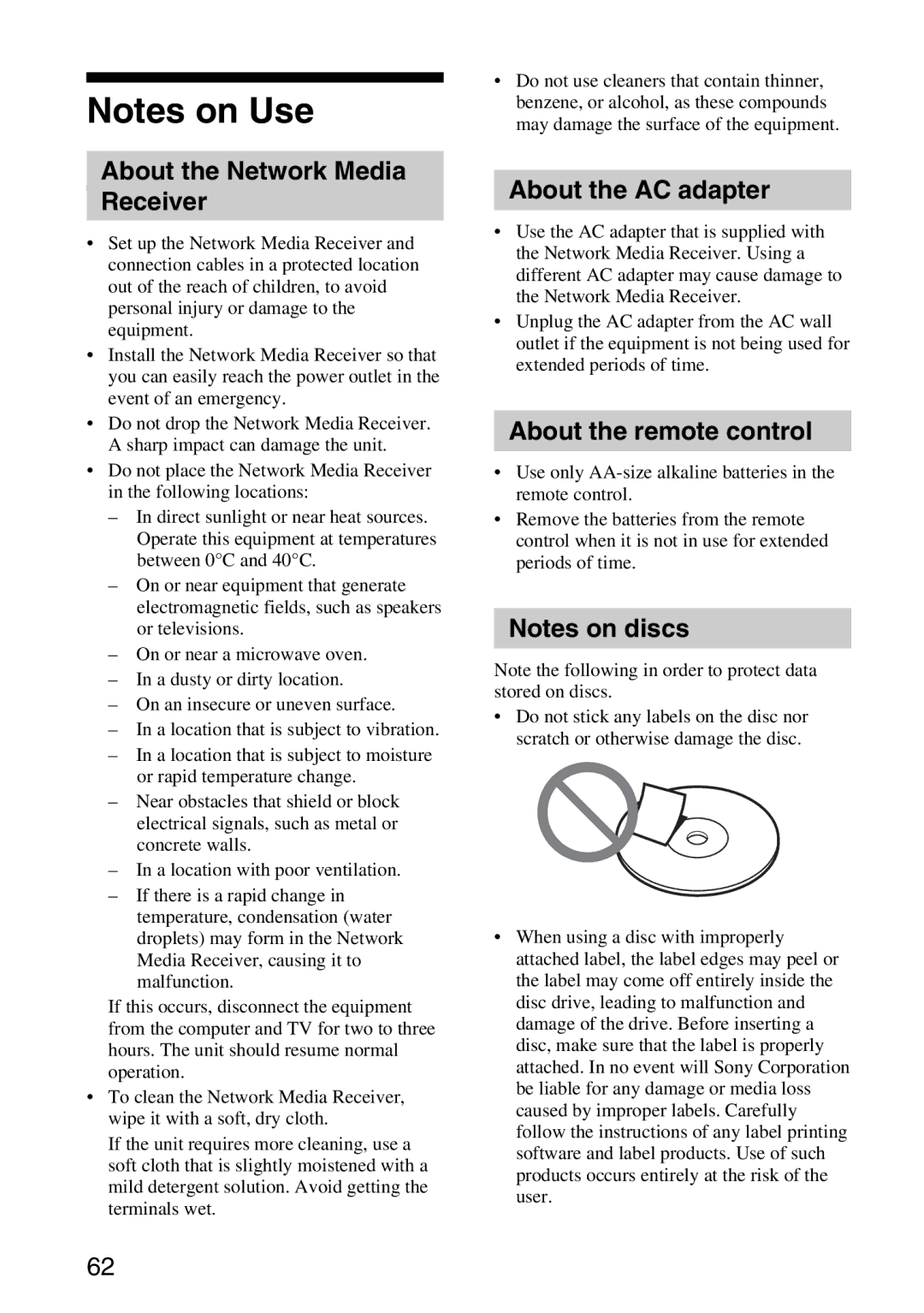 Sony VGP-MR100 operating instructions About the Network Media Receiver, About the AC adapter, About the remote control 