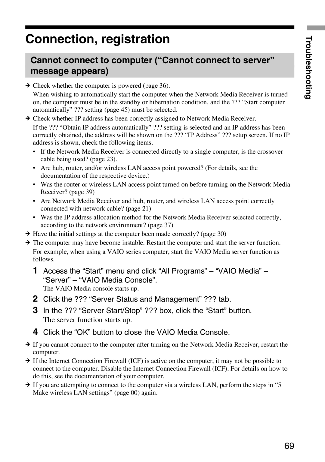 Sony VGP-MR100 operating instructions Connection, registration, Click the OK button to close the Vaio Media Console 