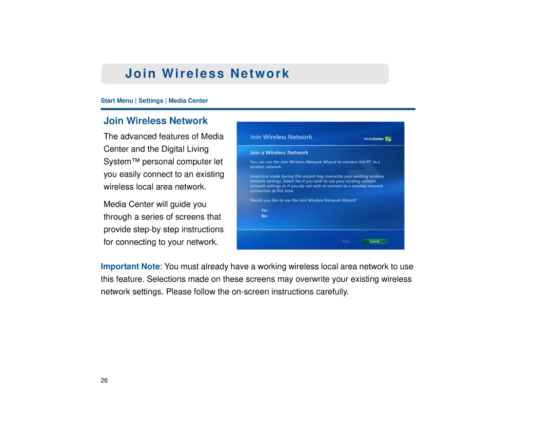 Sony VGX-XL1 manual Join Wireless Network 