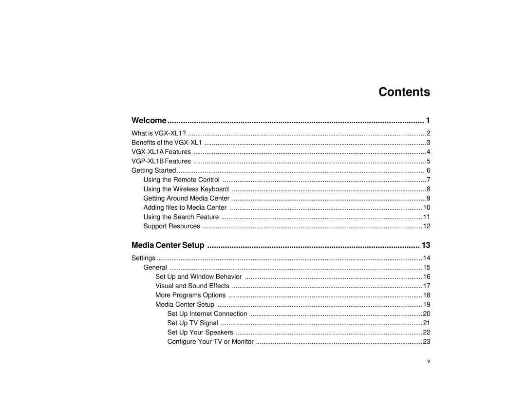 Sony VGX-XL1 manual Contents 