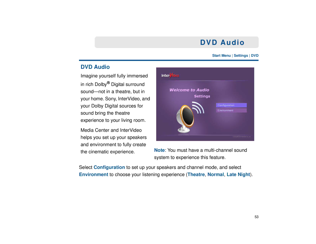 Sony VGX-XL1 manual DVD Audio 