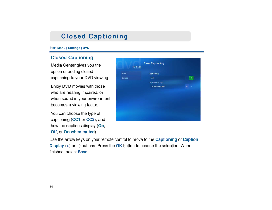 Sony VGX-XL1 manual Closed Captioning 