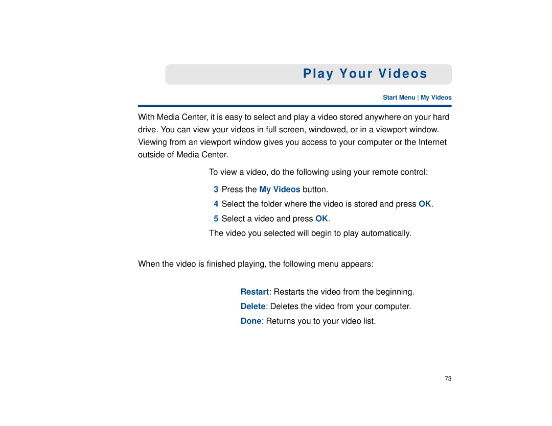 Sony VGX-XL1 manual Play Your Videos 