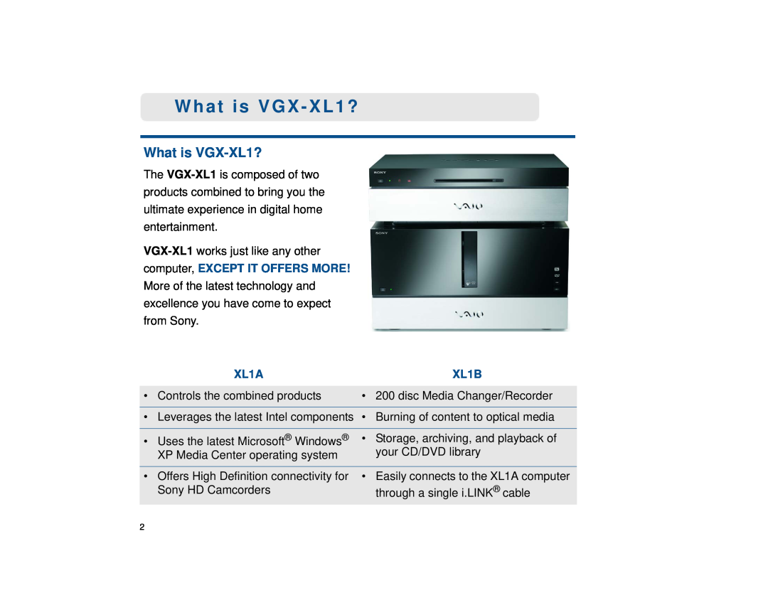 Sony manual What is VGX - XL1?, What is VGX-XL1?, computer, EXCEPT IT OFFERS MORE, XL1A, XL1B 