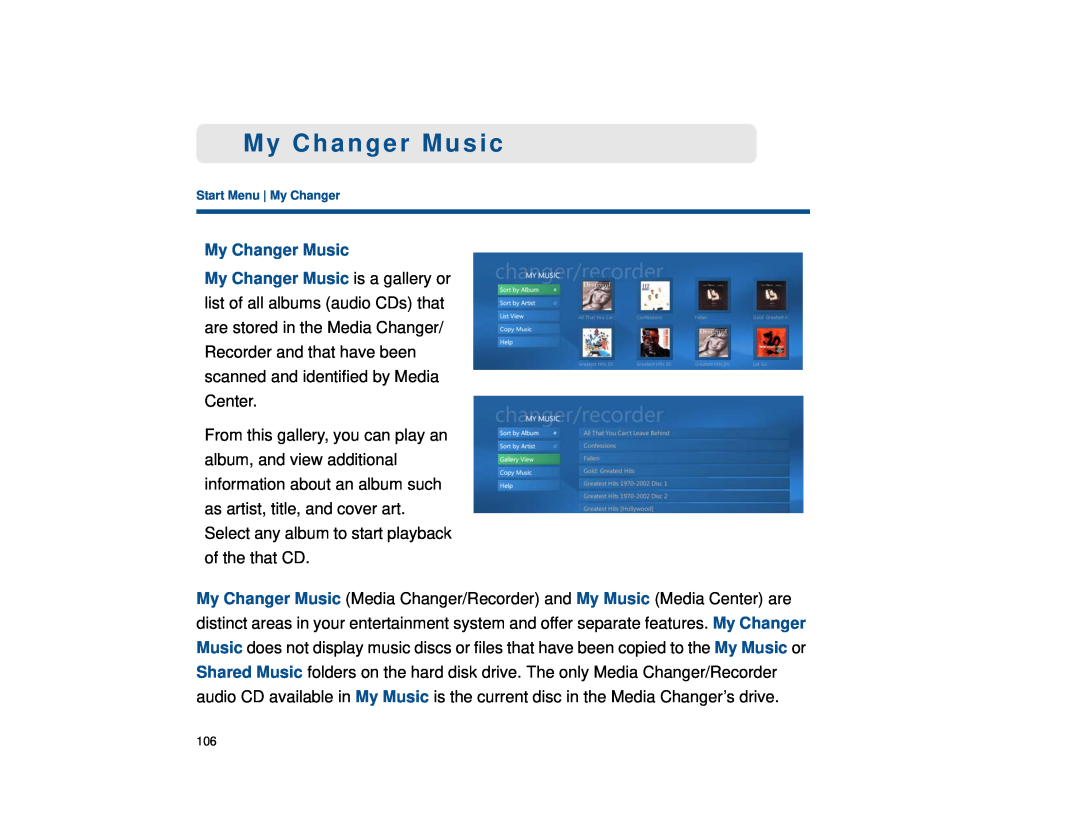 Sony VGX-XL1 manual My Changer Music 