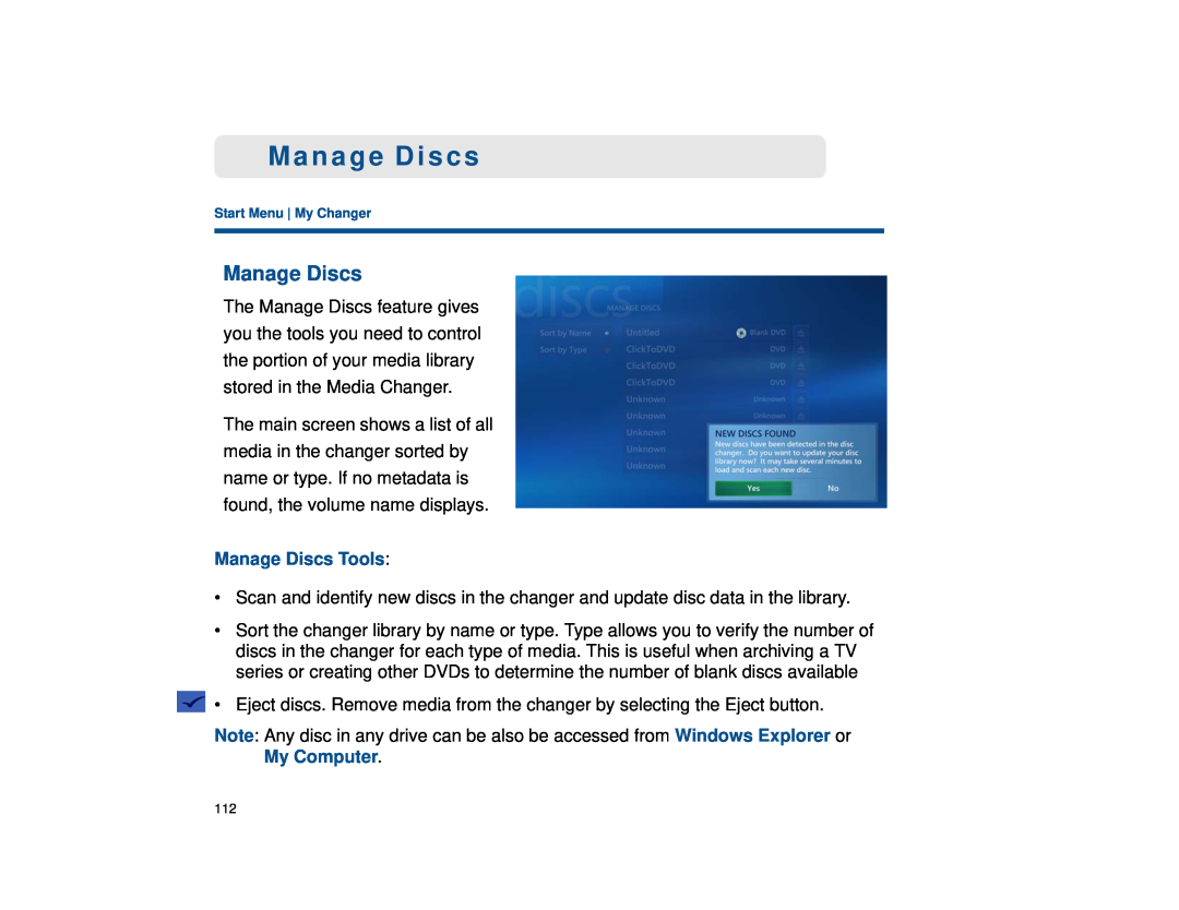 Sony VGX-XL1 manual Manage Discs Tools 