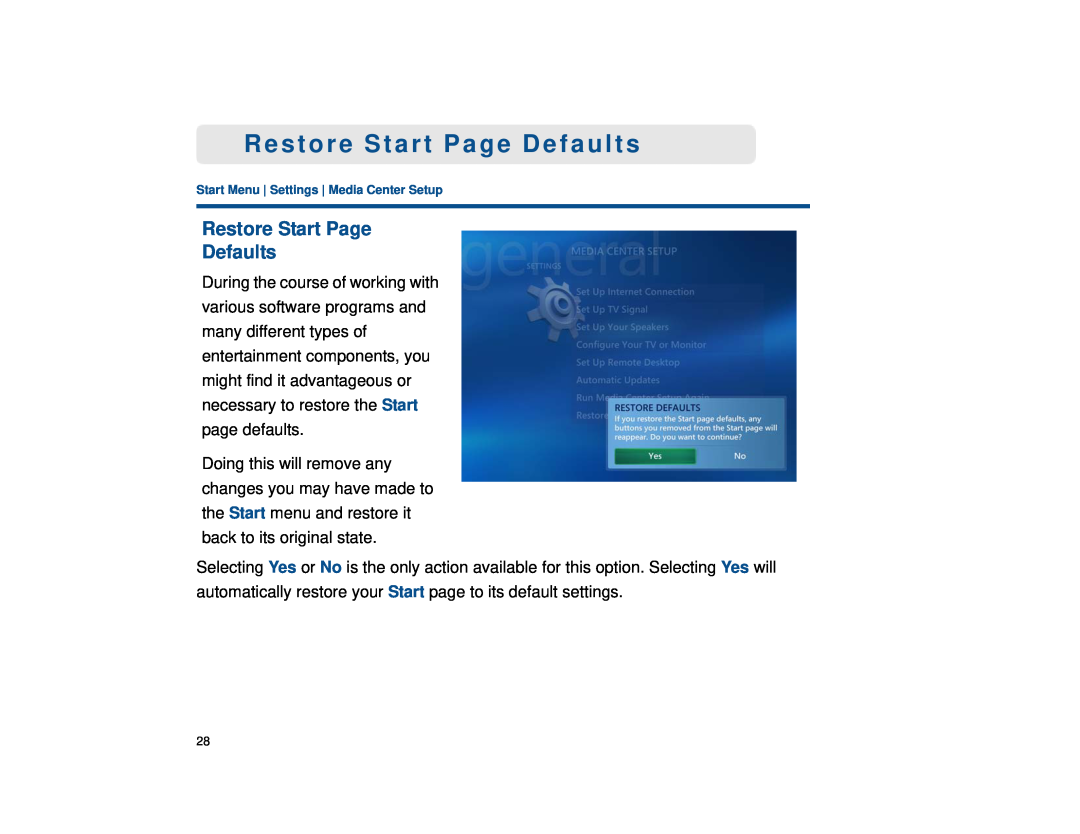 Sony VGX-XL1 manual Restore Start Page Defaults 