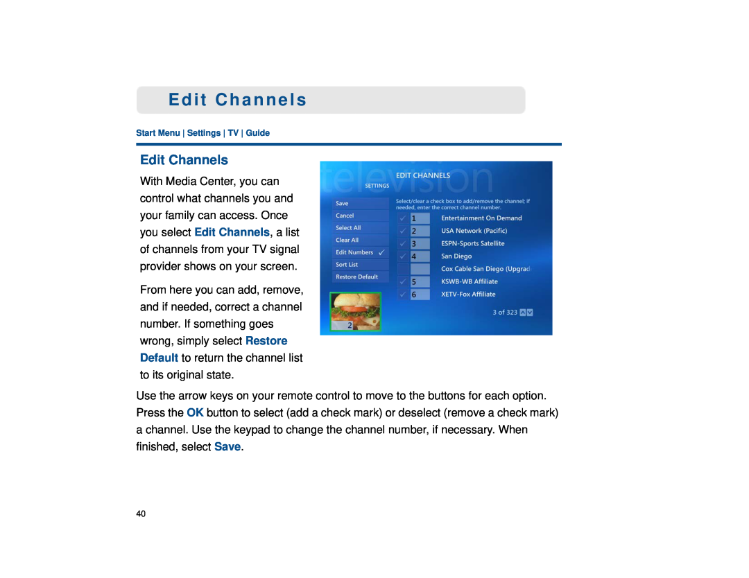 Sony VGX-XL1 manual Edit Channels 