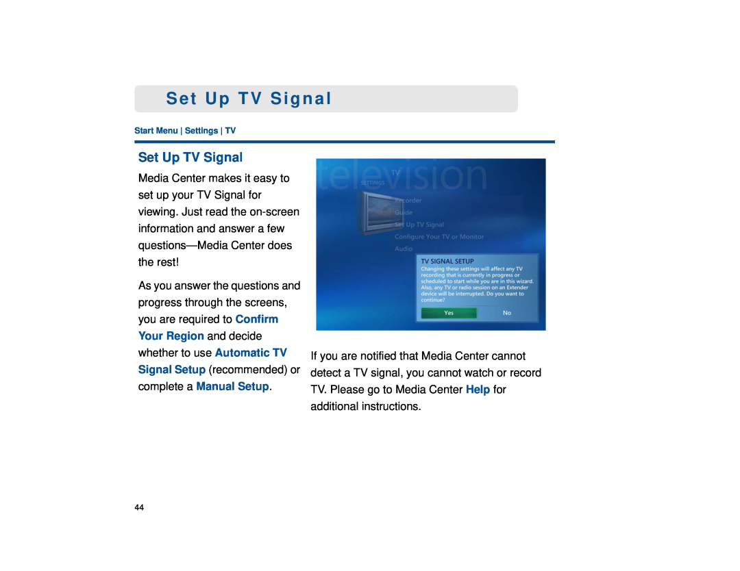 Sony VGX-XL1 manual Set Up TV Signal, complete a Manual Setup 