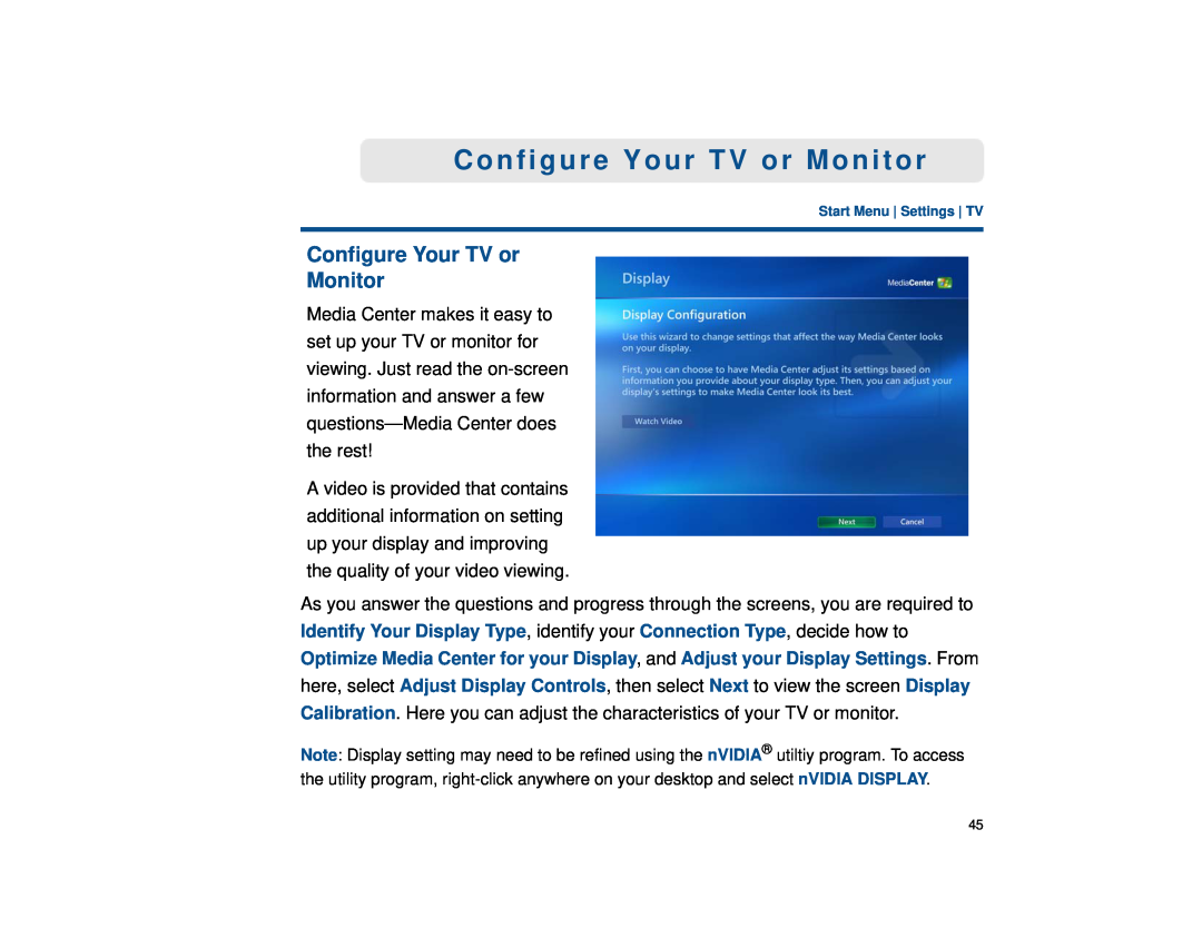 Sony VGX-XL1 manual Configure Your TV or Monitor 