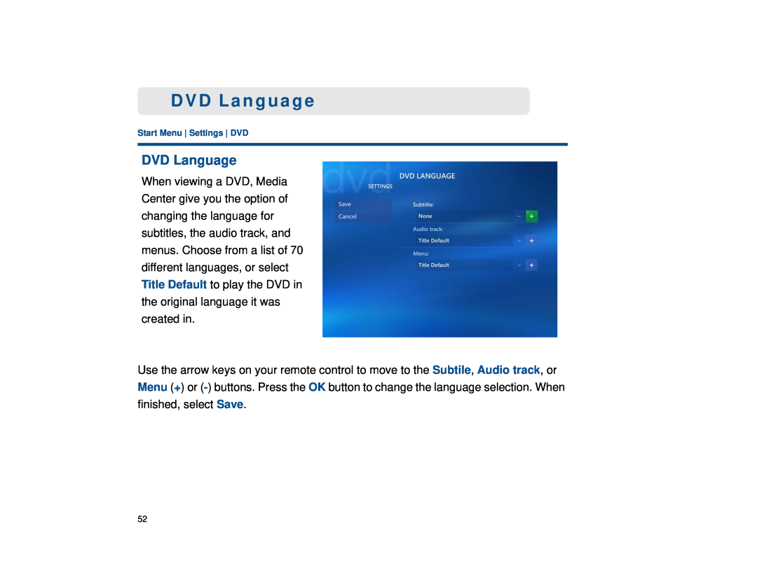 Sony VGX-XL1 manual DVD Language 