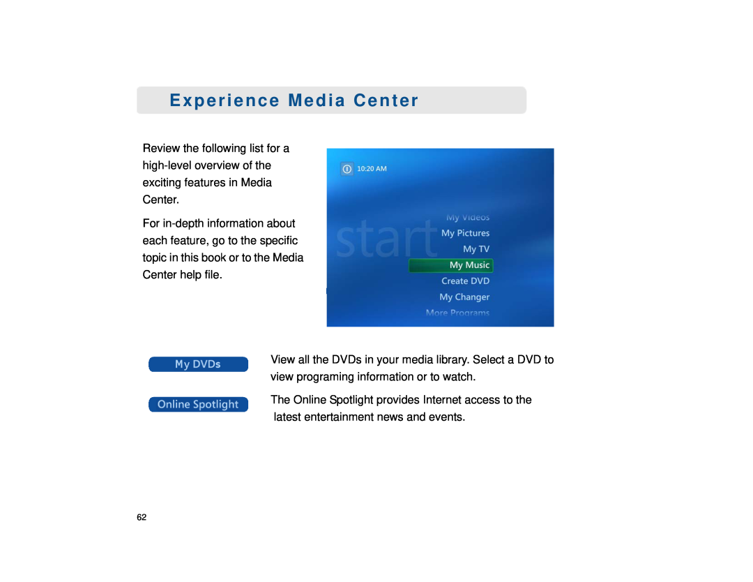 Sony VGX-XL1 manual Experience Media Center 