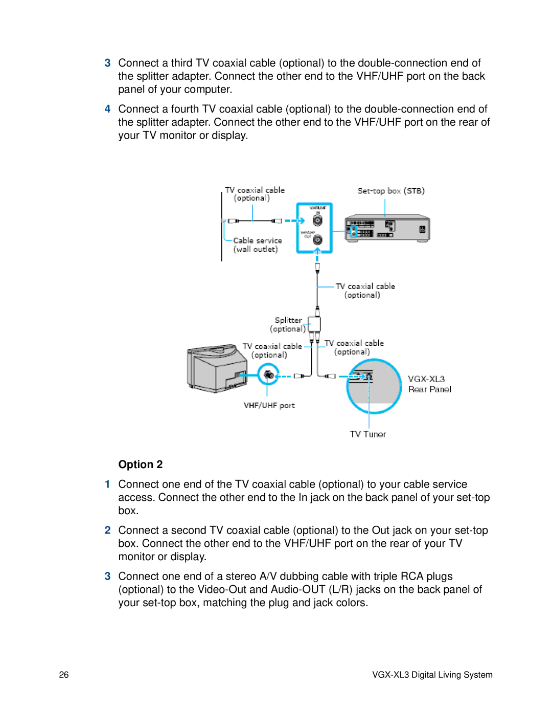 Sony VGX-XL3 manual Option 