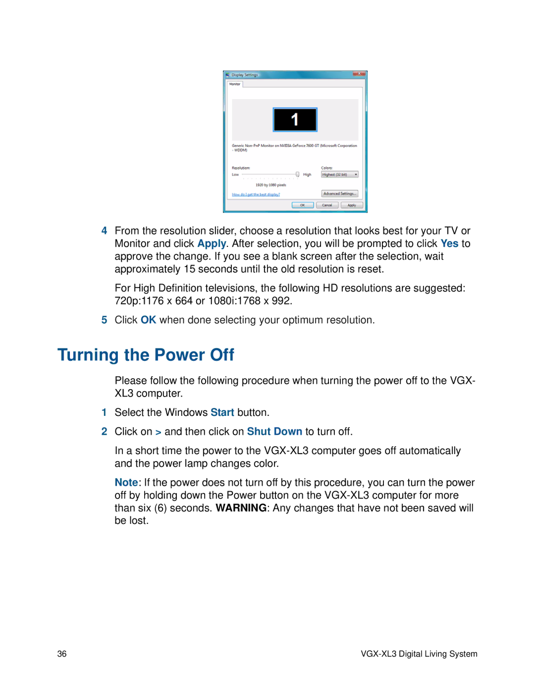 Sony VGX-XL3 manual Turning the Power Off 