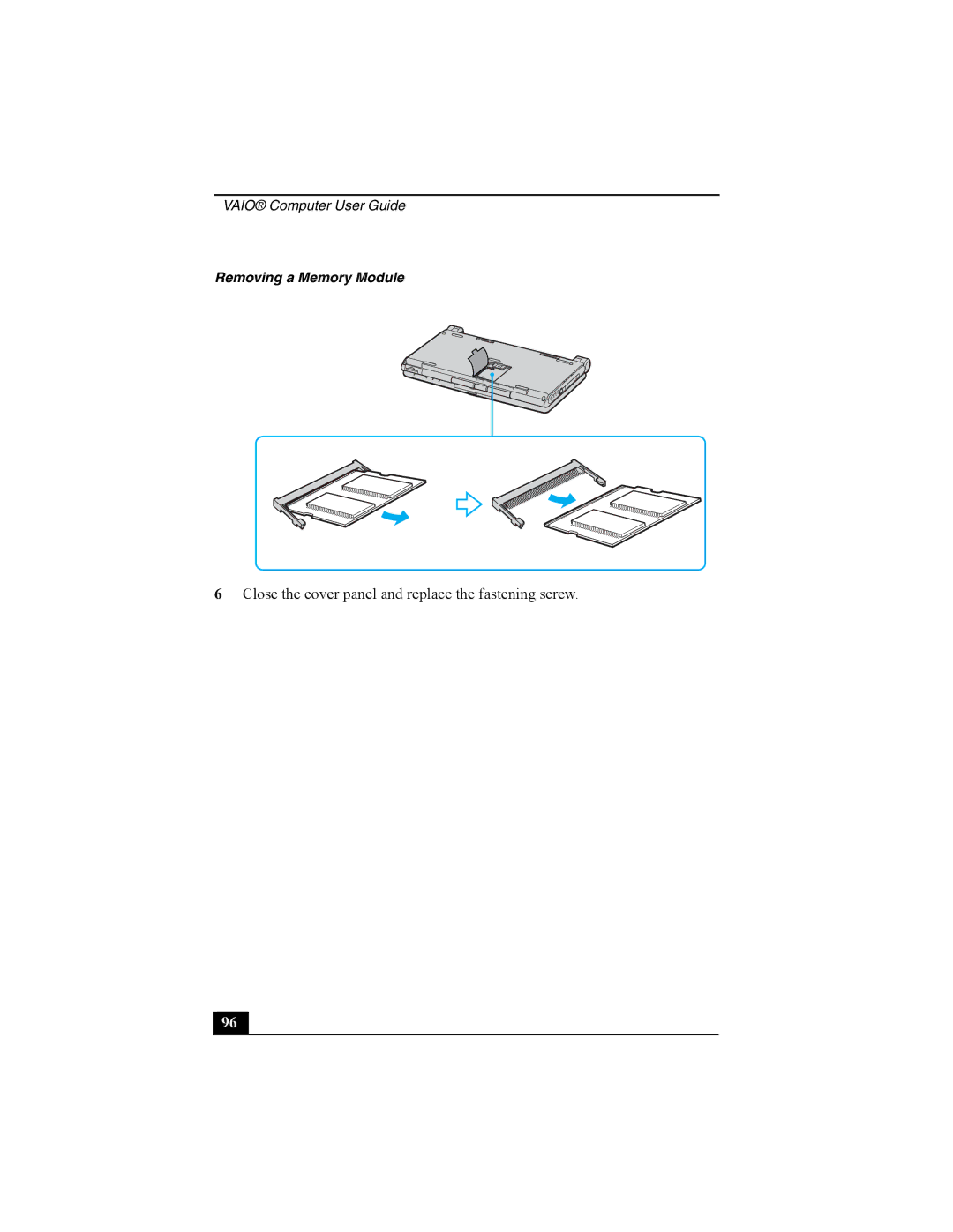 Sony Viao PictureBook Computer manual Removing a Memory Module 