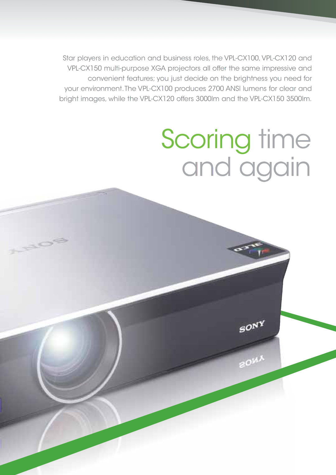 Sony VPL-CW125, VPL-CX120VPL, VPL-CX150, VPL-CX155 manual Scoring time and again 