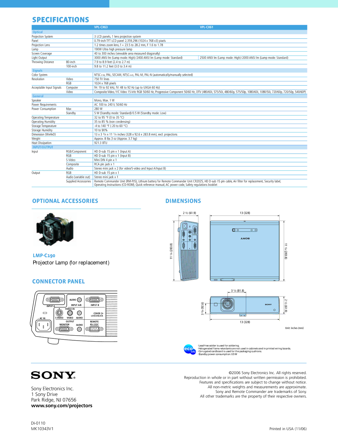 Sony VPL-CX61 manual Rgb 