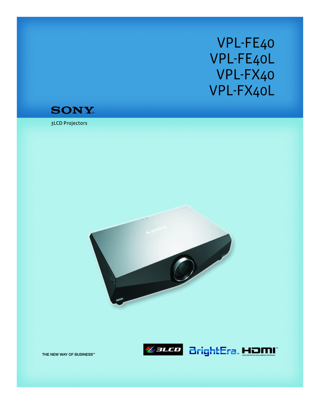 Sony VPL-FE40 VPL-FE40L VPL-FX40 VPL-FX40L manual 