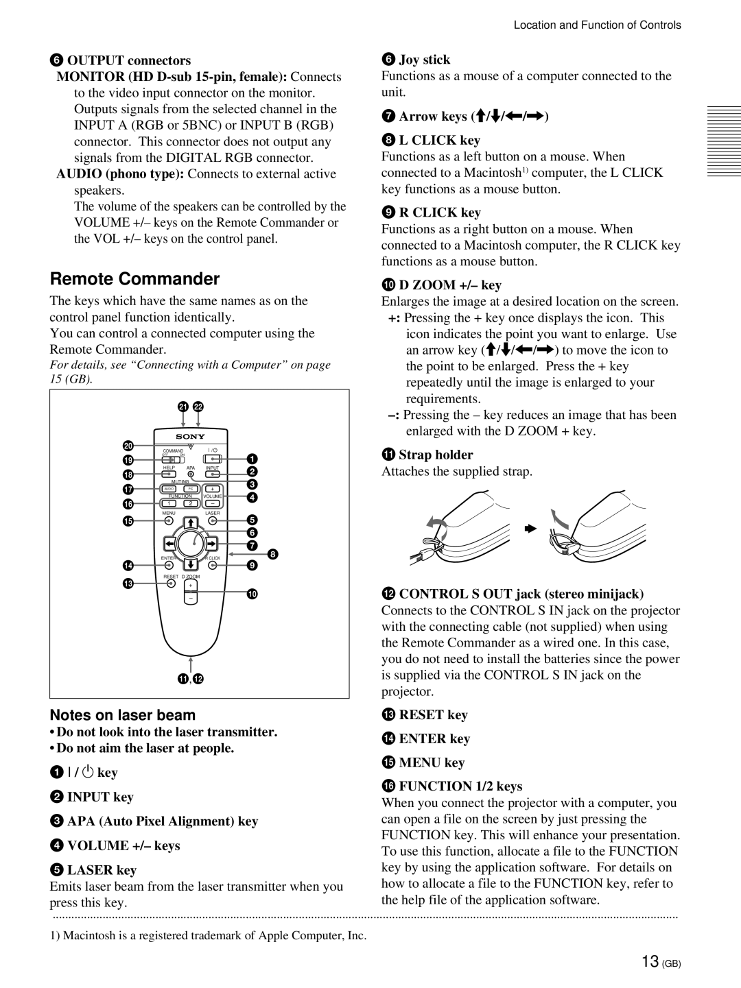 Sony VPL-PX21 operating instructions Remote Commander 