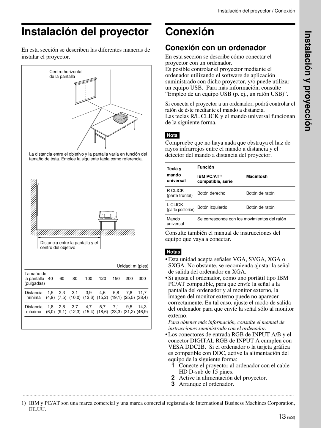 Sony VPL-PX21 operating instructions Instalació n del proyector Conexió n, Conexió n con un ordenador 