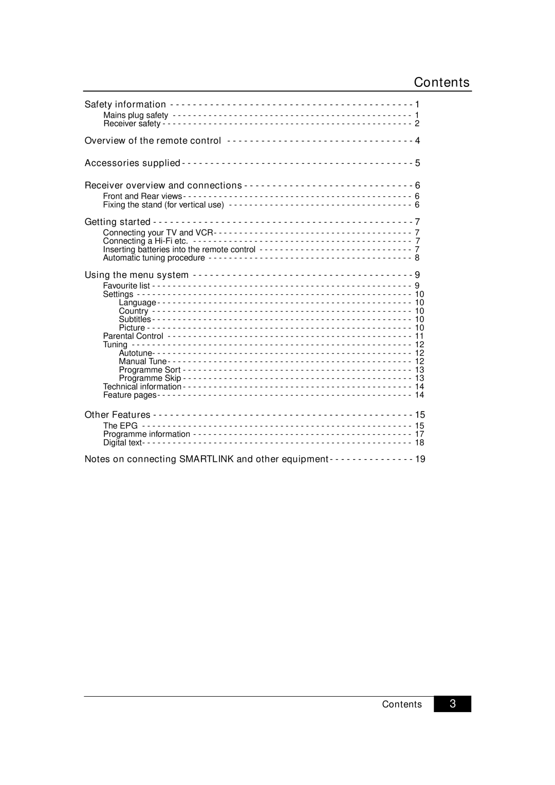 Sony VTX-D800U manual Contents 