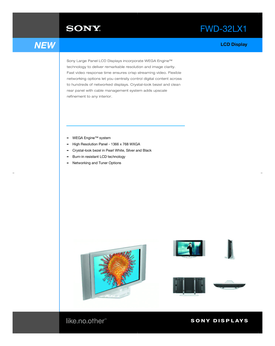 Sony WEGA ENGINE manual FWD-32LX1, LCD Display 