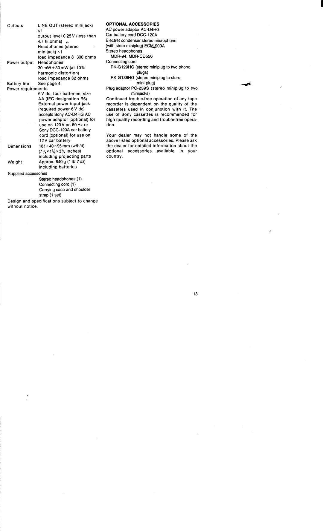 Sony WM-D6C manual 