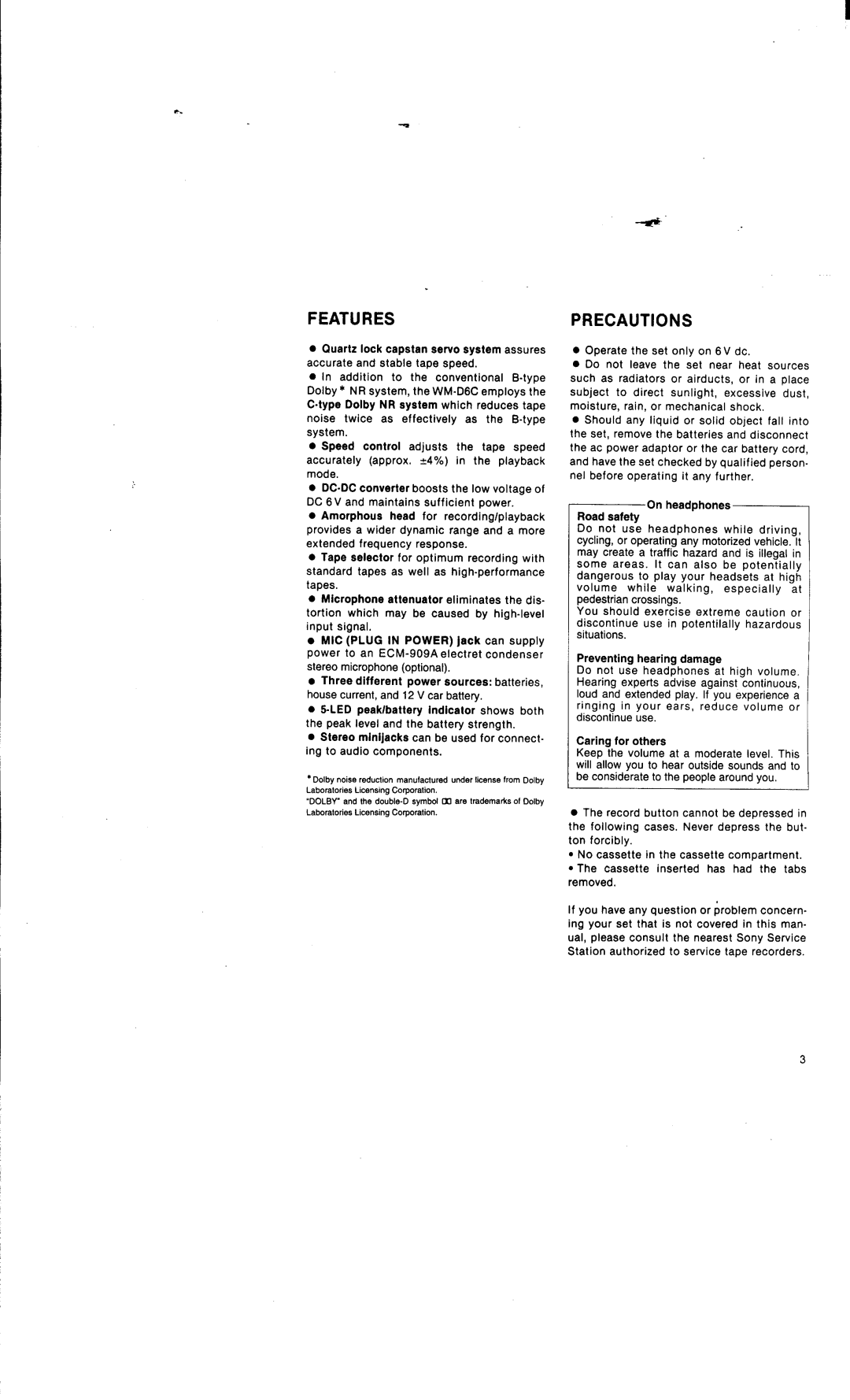 Sony WM-D6C manual 