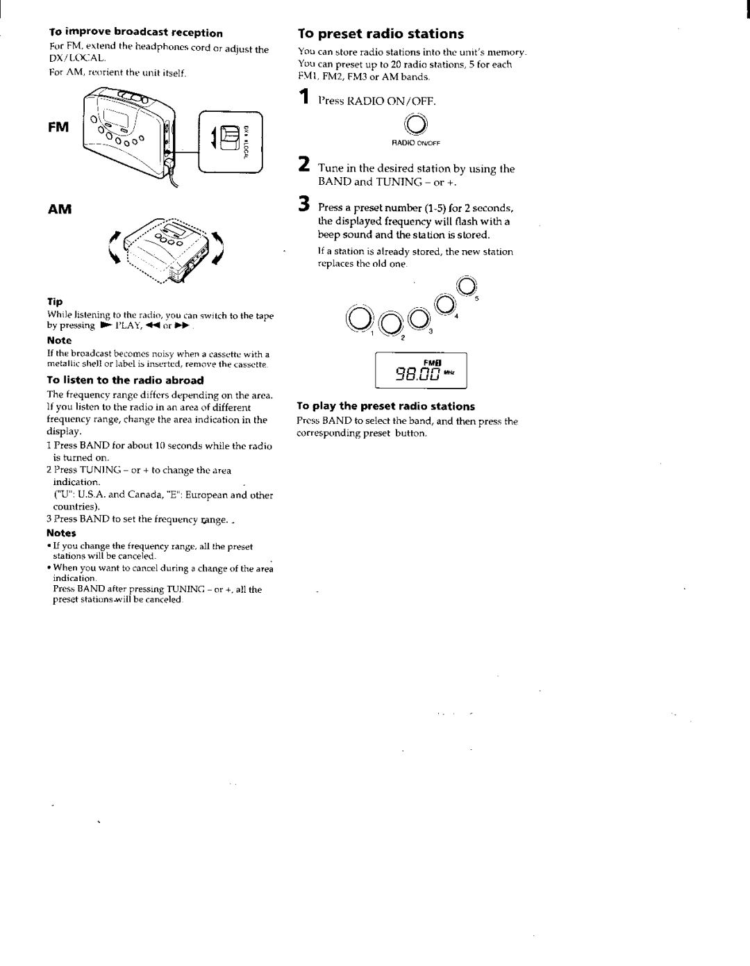 Sony WM-FX251 manual 