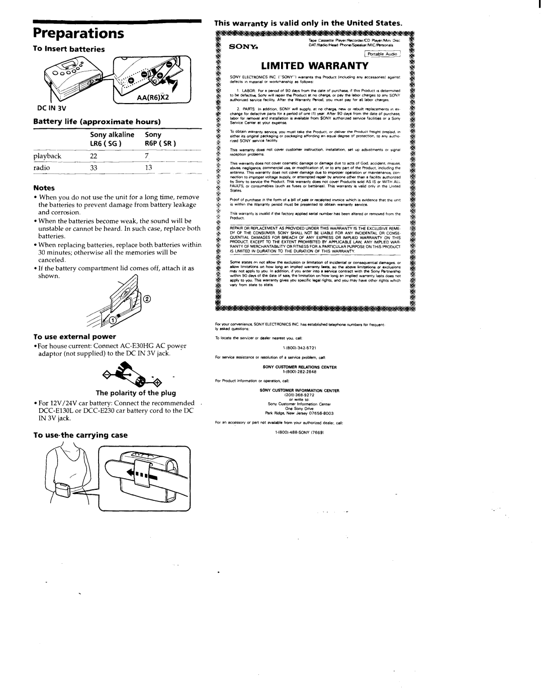Sony WM-FX251 manual 