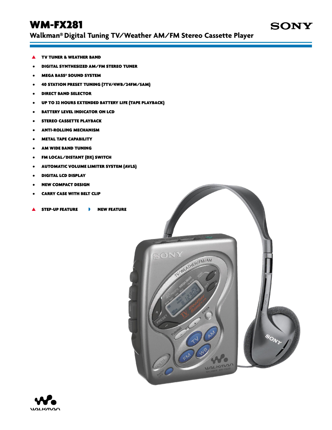 Sony WM-FX281 manual 