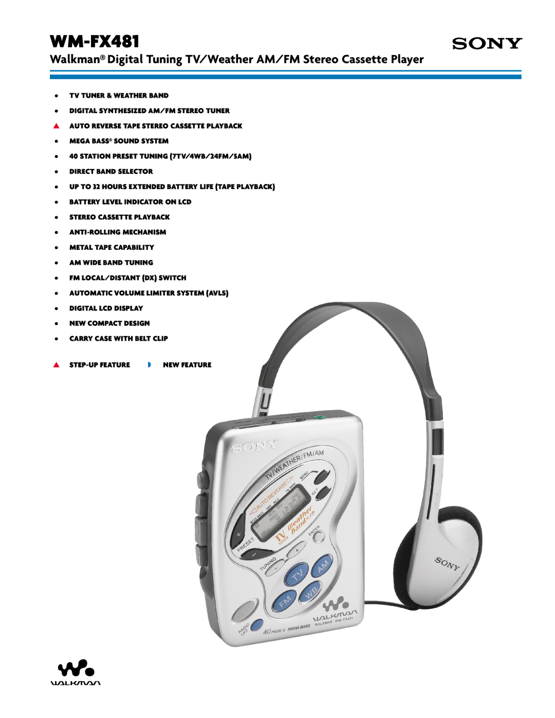 Sony WM-FX481 manual 