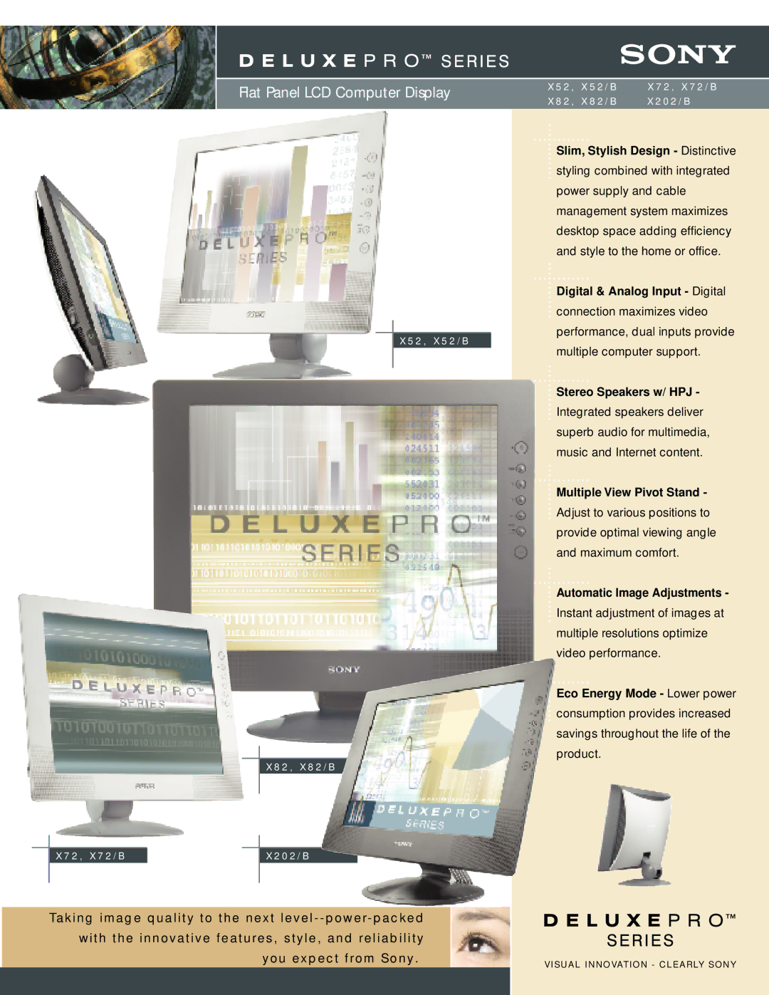 Sony X52/B, X72/B, X82/B, X202/B manual Flat Panel LCD Computer Display 