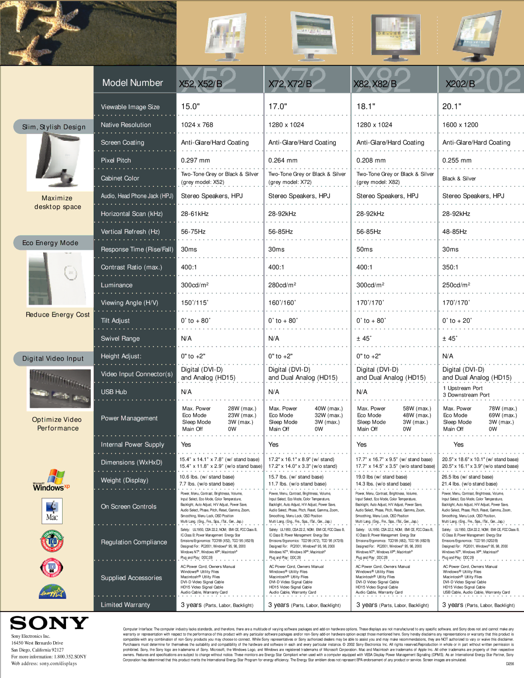 Sony X72 Viewable Image Size, Native Resolution, Screen Coating, Pixel Pitch, Cabinet Color, Horizontal Scan kHz, USB Hub 