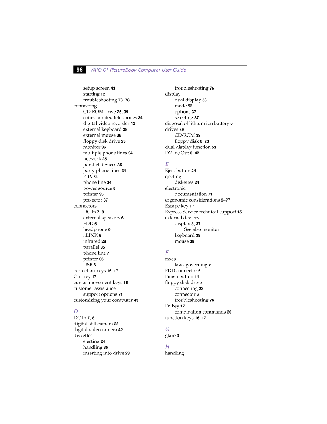 Sony XAV-C1 manual Setup screen 43 starting 12 troubleshooting 