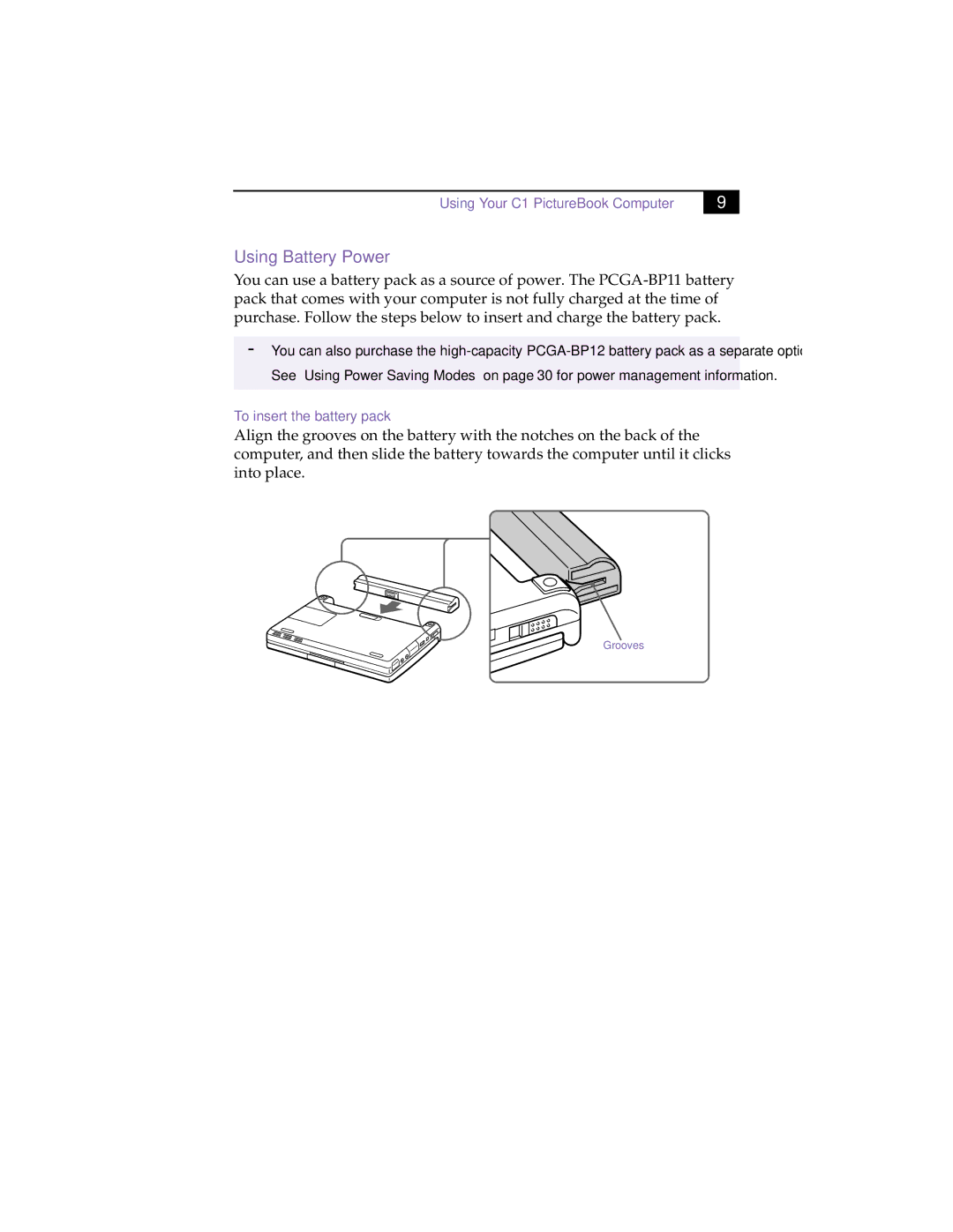 Sony XAV-C1 manual Using Battery Power, To insert the battery pack 