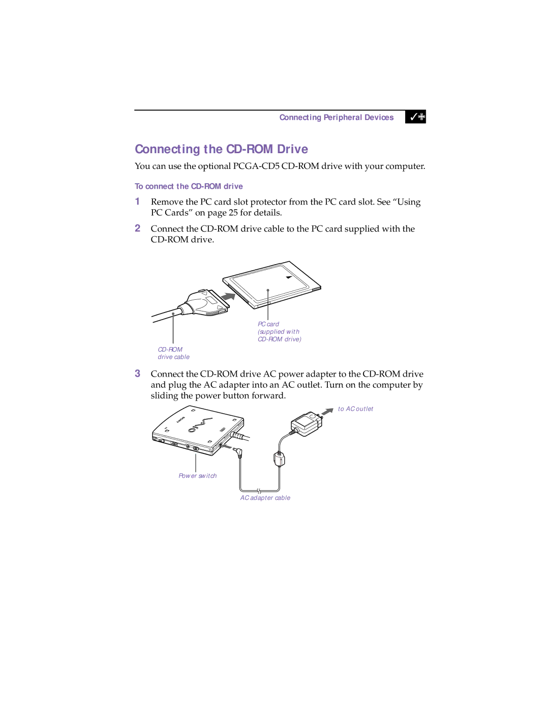 Sony XAV-C1 manual Connecting the CD-ROM Drive, To connect the CD-ROM drive 