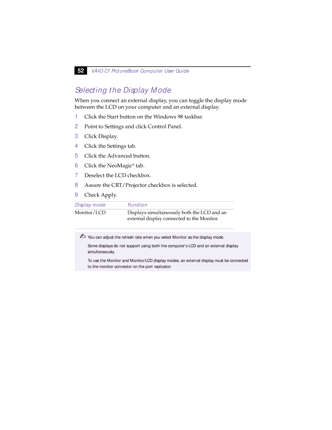 Sony XAV-C1 manual Selecting the Display Mode, Display mode Function 