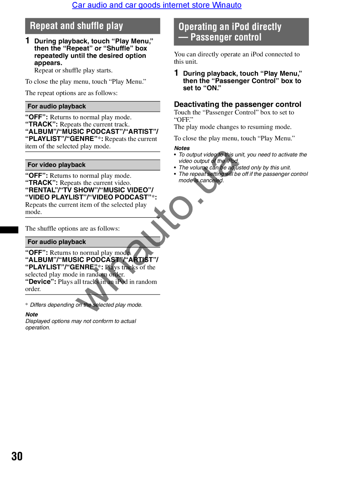 Sony XAV-E722 user manual For audio playback, RENTAL/TV SHOW/MUSIC Video 