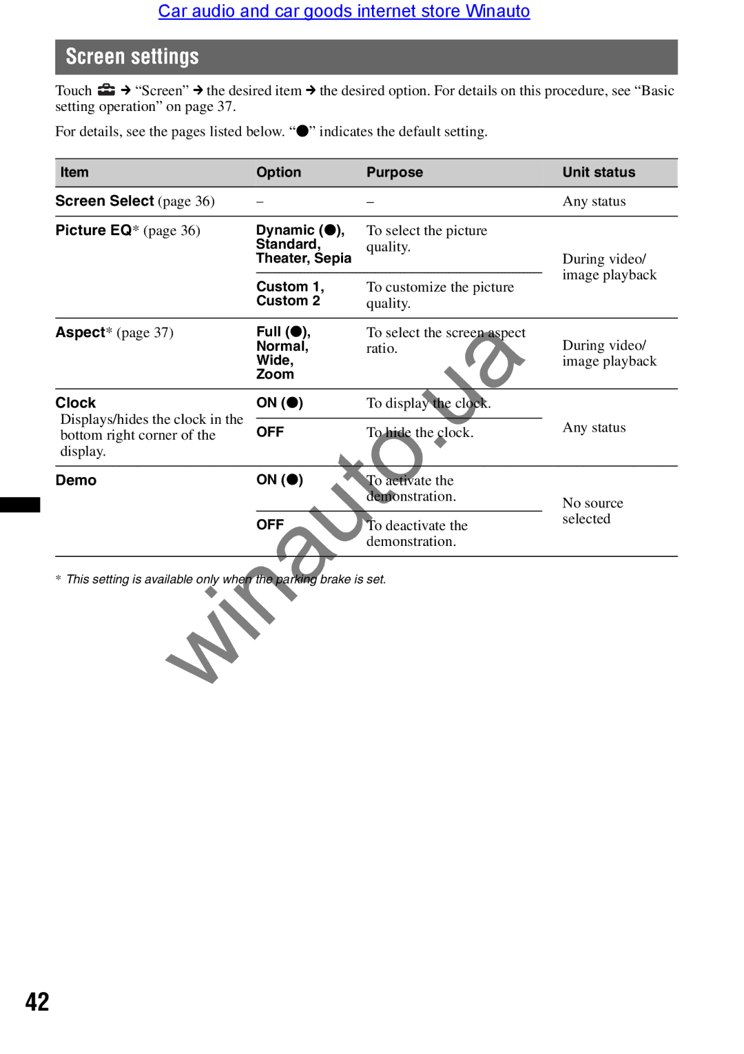 Sony XAV-E722 user manual Screen settings 