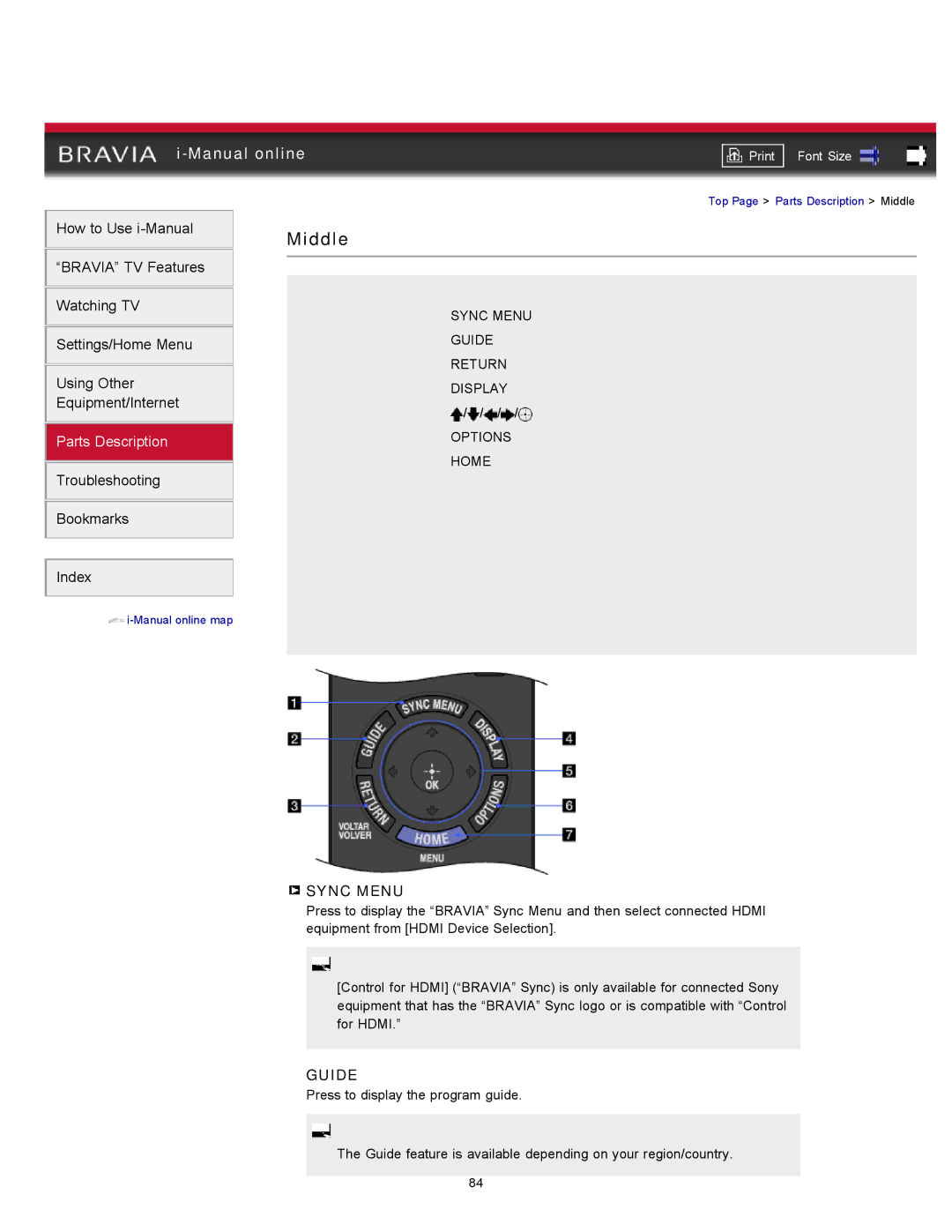 Sony XBR-55HX925 manual Middle, Sync Menu 