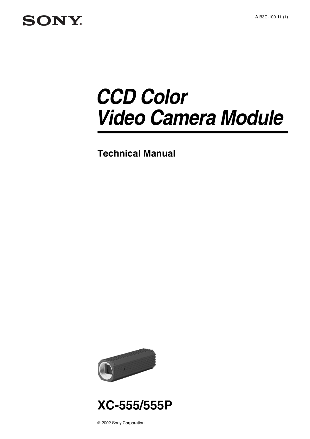 Sony XC-555P technical manual CCD Color Video Camera Module 