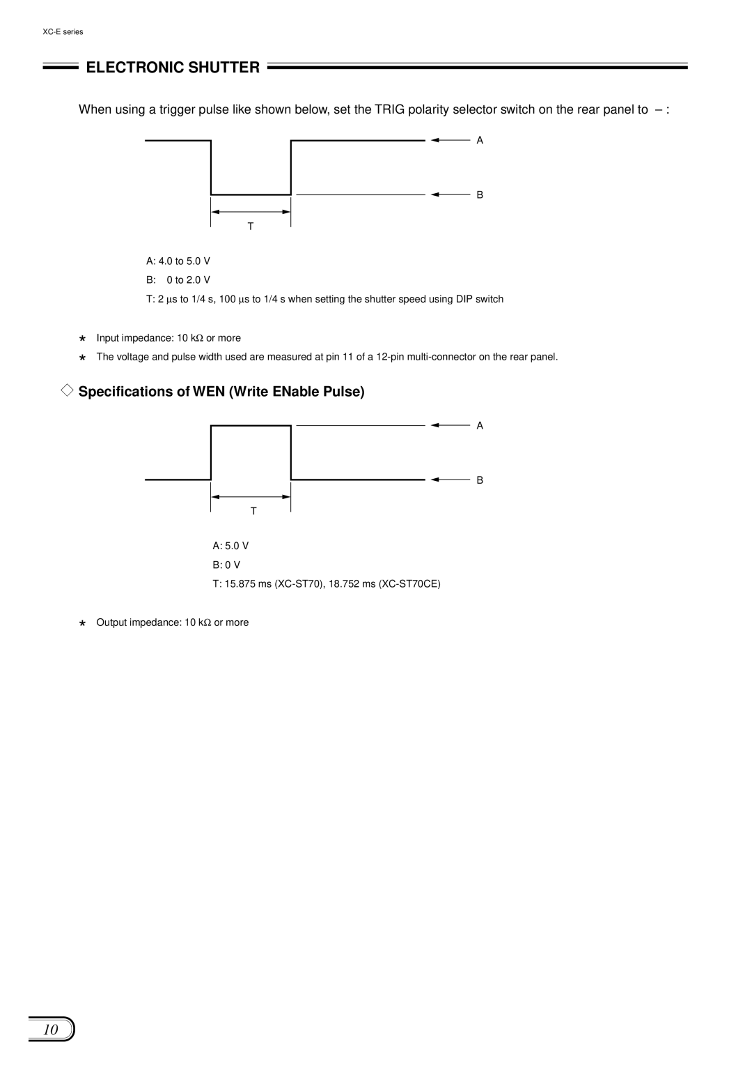 Sony XC-ES50/50CE manual Specifications of WEN Write ENable Pulse 