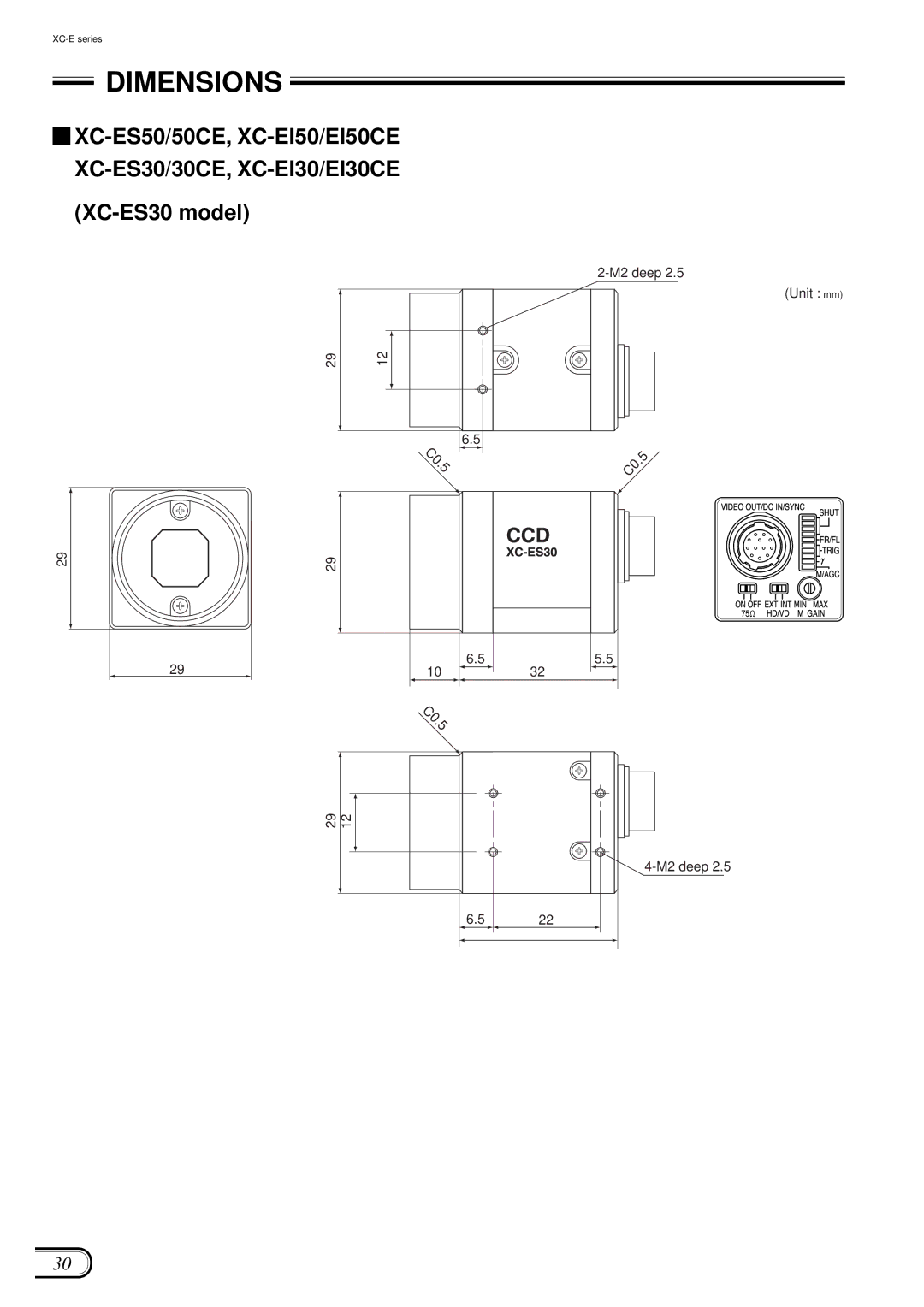 Sony XC-ES50/50CE manual Dimensions 